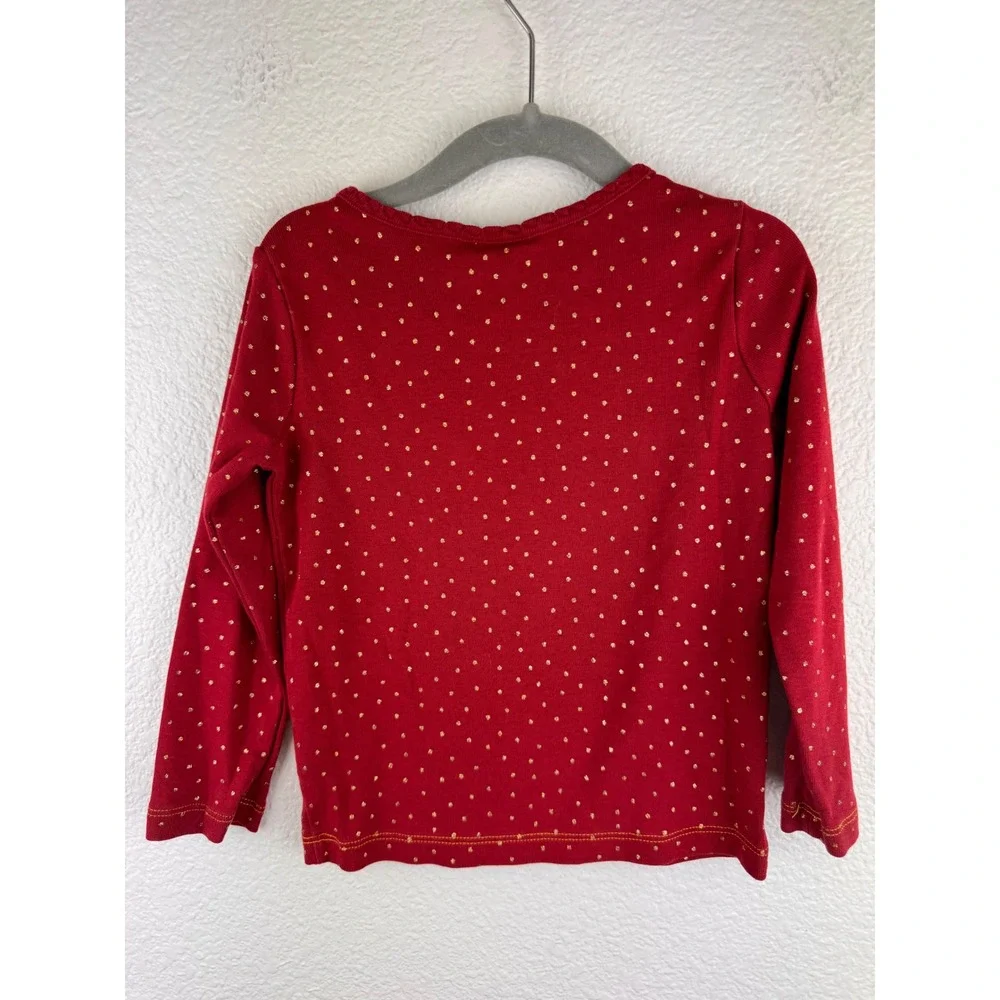 Hanna Andersson Kids Shimmer Gold Polka Dot Long Sleeve Cotton‎ Shirt Size 4